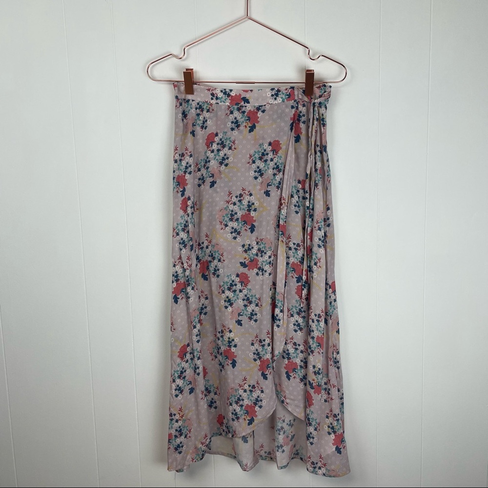 Velvet by Graham & Spencer Pink Blue Wrap Midi Skirt